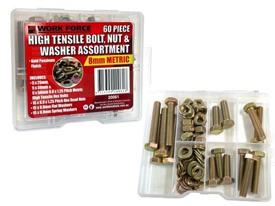 8mm 60Pc High Tensile Nuts and Bolts Set