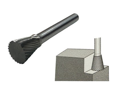 Inverted Cone Carbide Burr 12mm x 13mm 6mm Shank