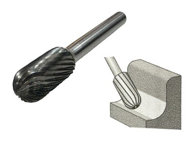 Single Cut Round Nose 10mm x 20mm 6mm Shank Burr