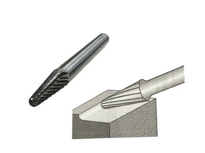 Round Nose Single Cut Carbide Burr 6mm x 16mm 6mm Shank
