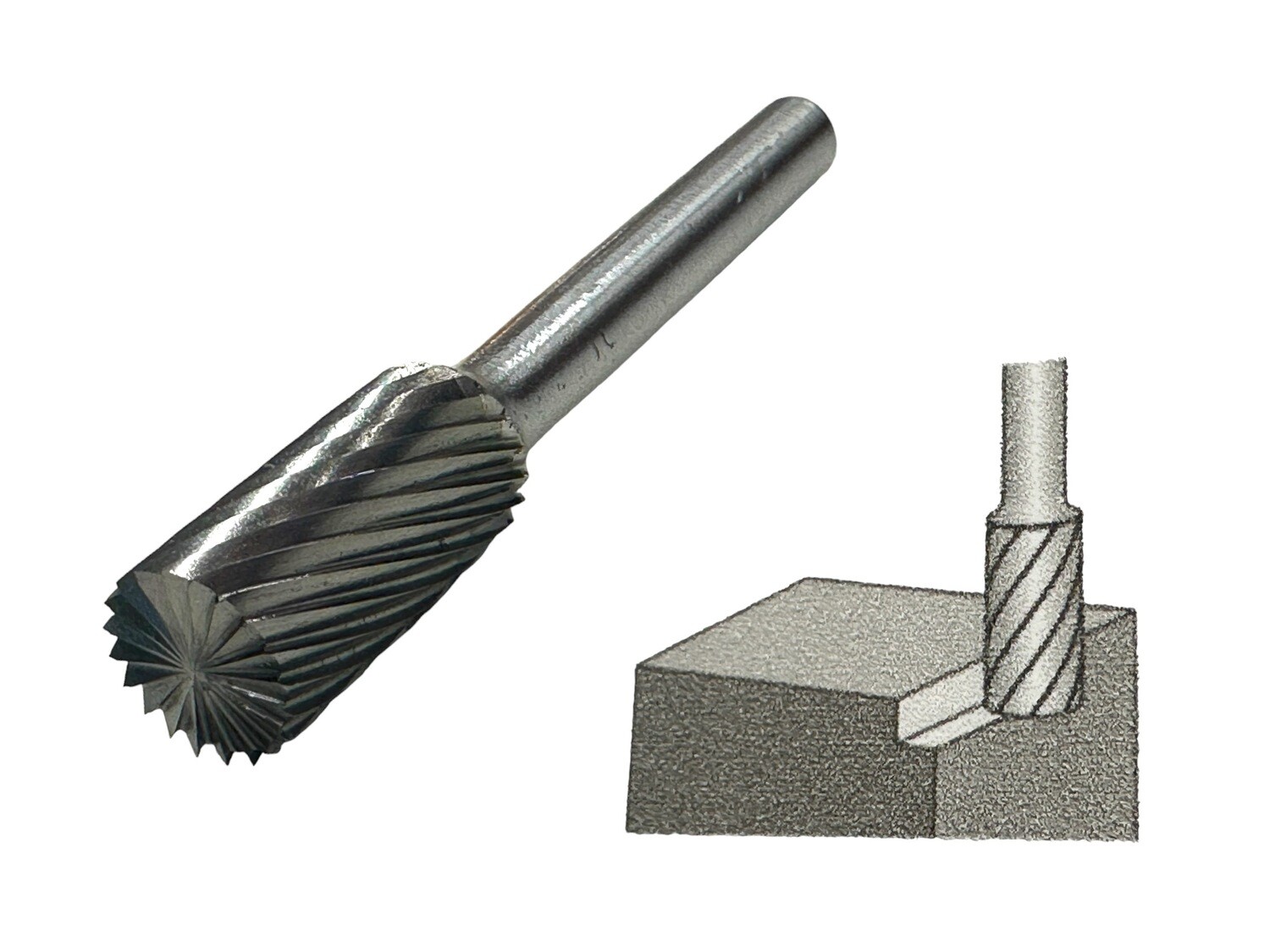 Parallel Flat Top with Cutters Carbide Burr 10mm x 20mm 6mm Shank