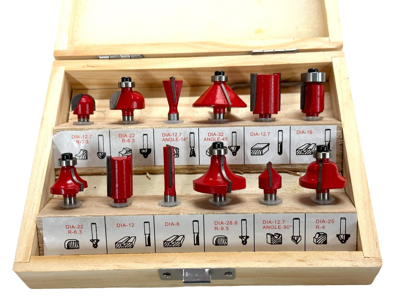 12 Piece Router Bit Set 6mm Shank