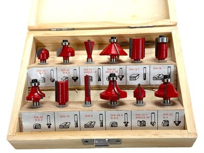 12 Piece Router Bit Set 6mm Shank