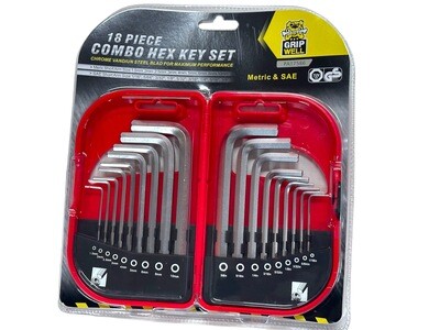 18PC Hex Set Allen Keys Metric and SAE