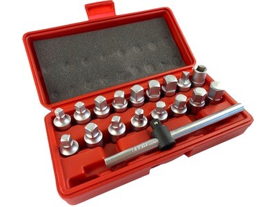 18 Piece 3/8” Drive Oil Drain Plug Set