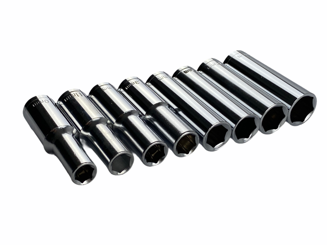9 Pc 1/2” Dr Deep Socket Set Metric
