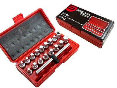 18 Piece 3/8” Drive Oil Drain Plug Set