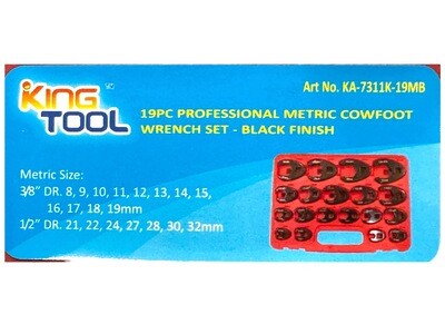 19 Piece Crows Foot Set Metric 3/8” and 1/2” Drive