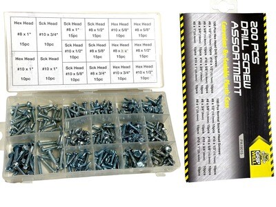 200 Pc Drill Metal Screw Assortment