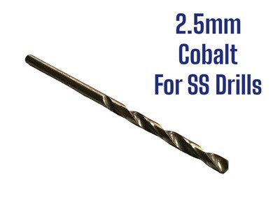 2.5MM HSS Drill Bits Suitable for Stainless Steel SOLD INDIVIDUALLY
