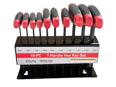 10 Pc Allen key Set SAE T Handle Hex