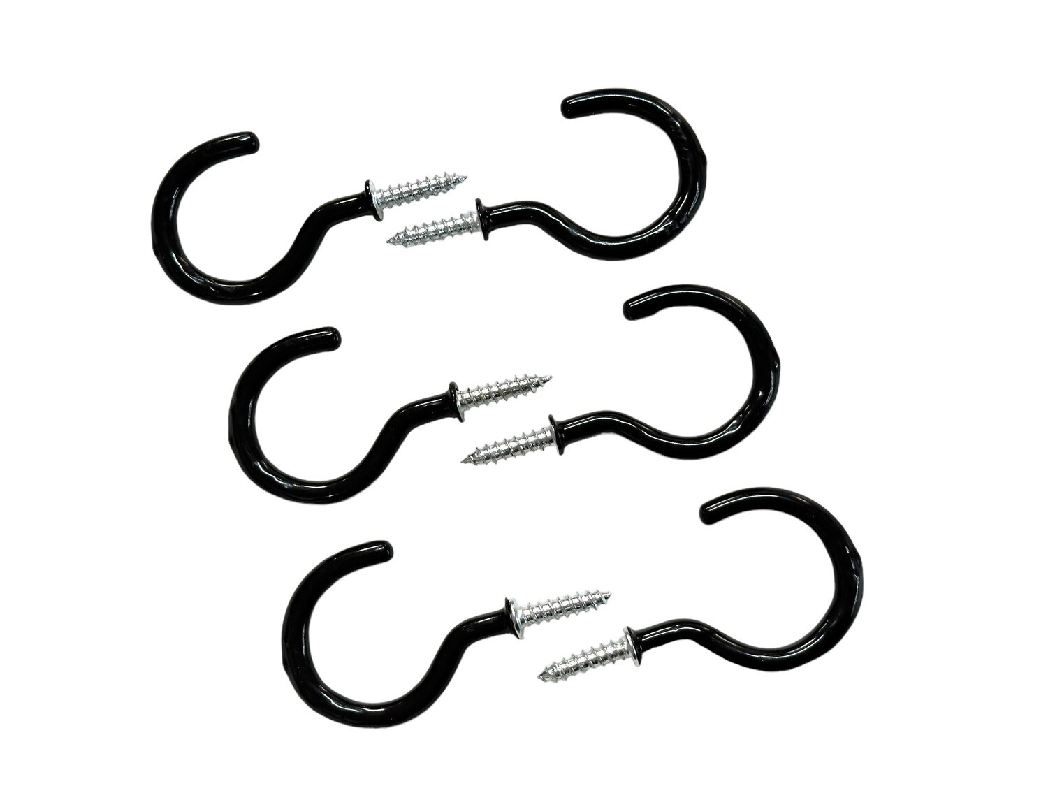 50mm Black PVC Coated Cup Hooks
