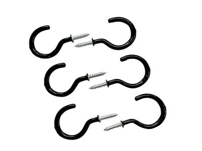50mm Black PVC Coated Cup Hooks