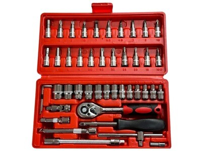 46Pc 1/4” Socket and Bit Set