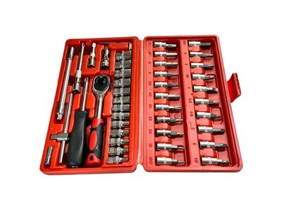 46Pc 1/4” Socket and Bit Set