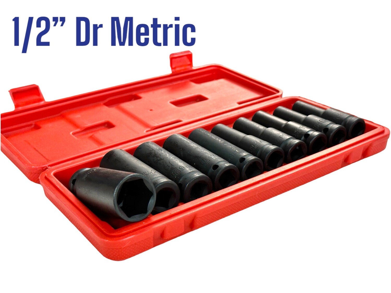 10Pc 1/2”Dr Deep Impact Socket Set Metric