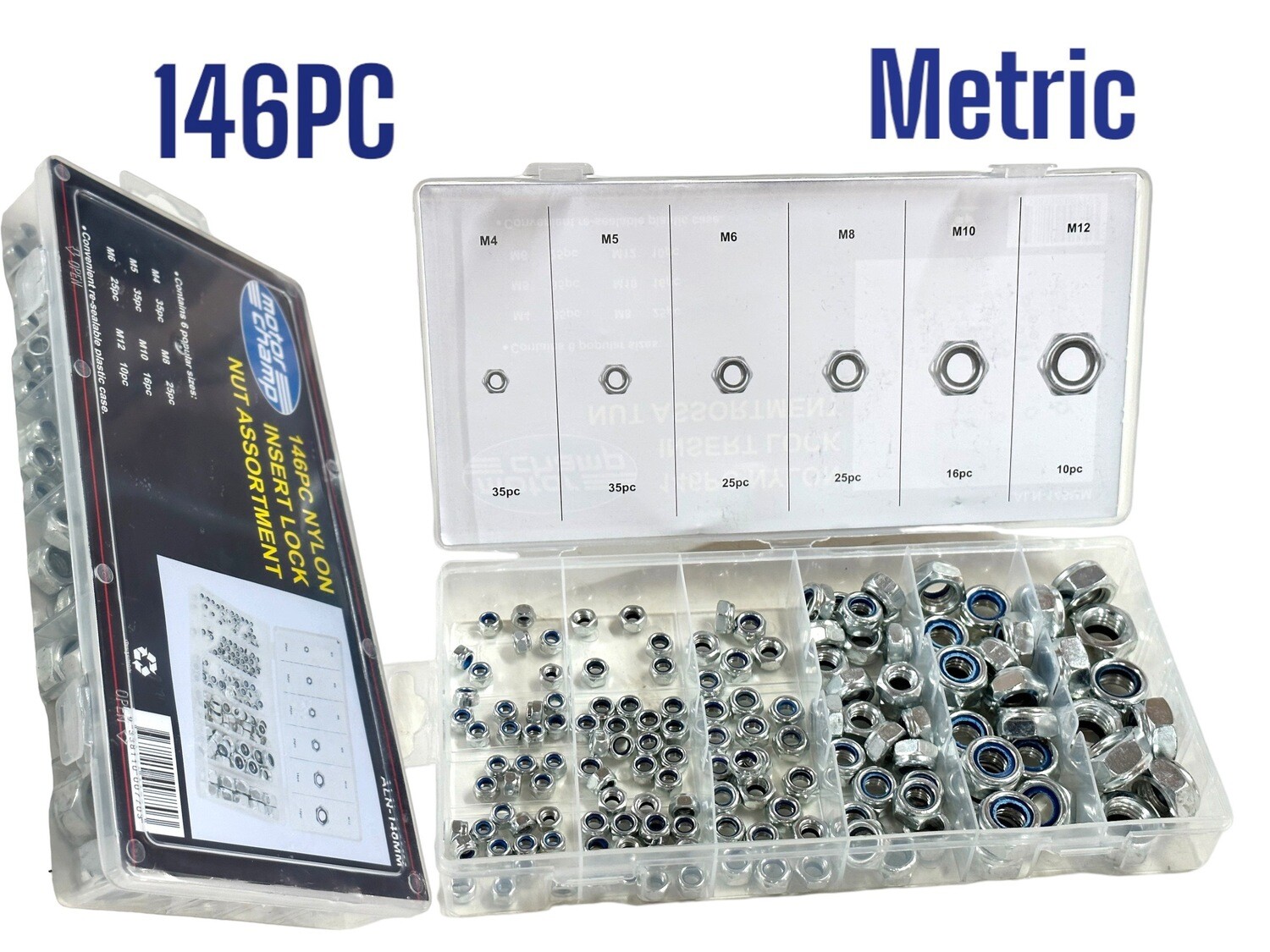 146 Pc Nylon Insert Lock Nut Assortment Metric