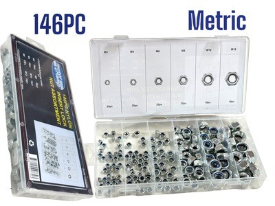 146 Pc Nylon Insert Lock Nut Assortment Metric