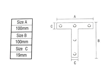 2Pc Piece T Plate 100mm x 100mm Plating