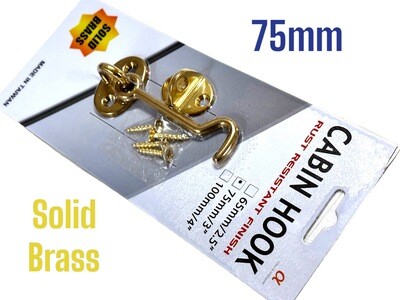 75mm Solid Brass Cabin Hook (3”)