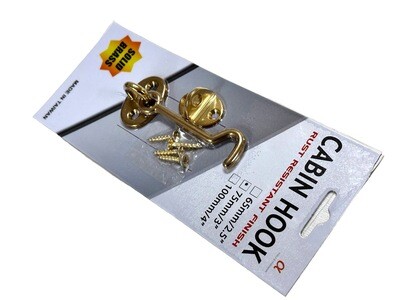 75mm Solid Brass Cabin Hook (3”)