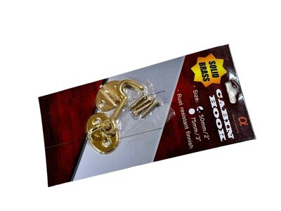 50mm Brass Cabin Hook (2”)