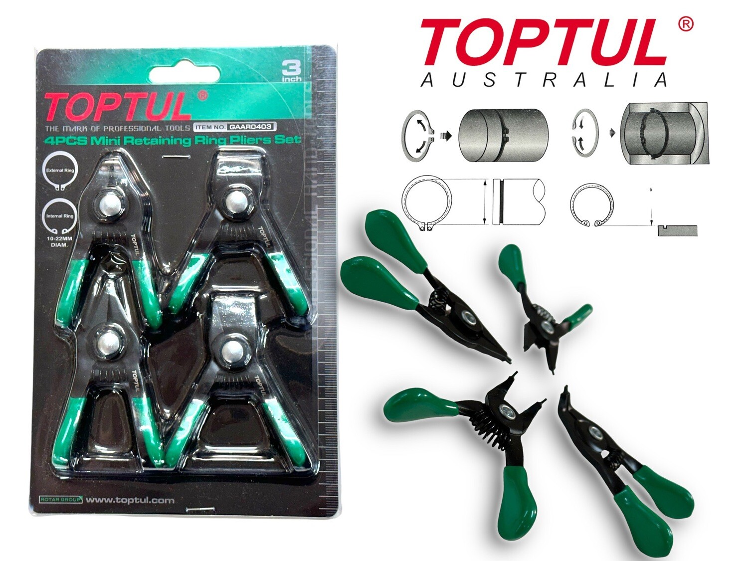 4Pc Mini Retaining Ring Circlip Pliers Set