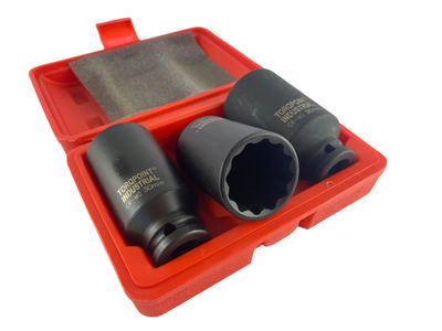 3 Pc 1/2&quot; Dr Impact Deep Socket Set