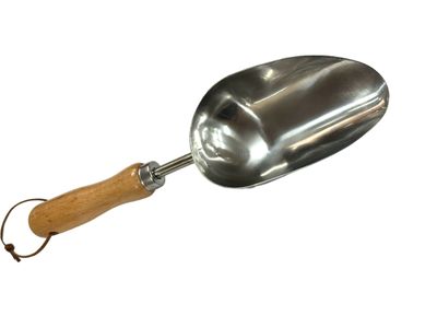 Stainless Steel Scoop 315mm Wood Handle