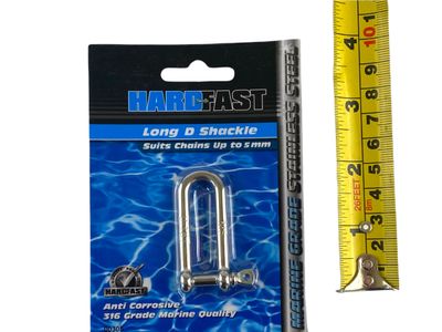 5mm D Shackle Long Shank SS