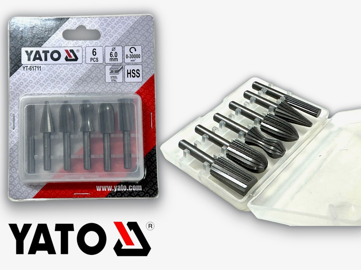 6 Pc Burrs Rotary Various Heads 6mm Shank