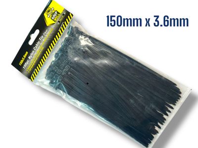 150mm x 3.6mm Cable Ties 100Pc