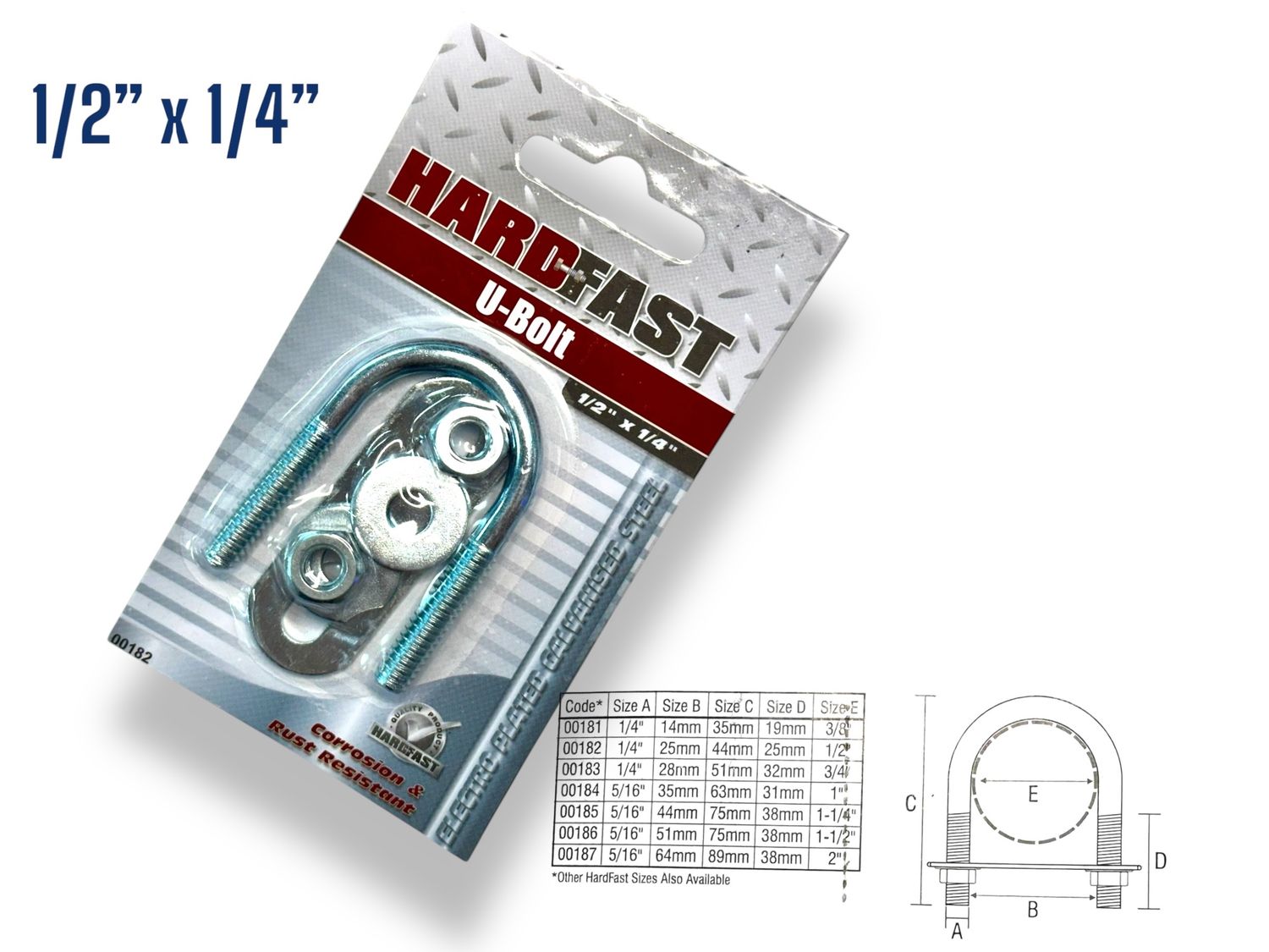 1/2”  x 1/4&quot; U Bolt