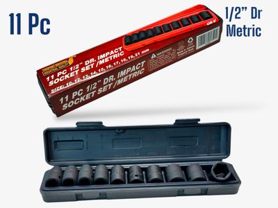 1/2&quot; Dr Metric Impact Socket Set 11Pc