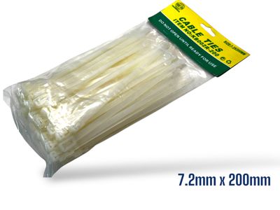 200mm x 7.2mm Cable Ties White