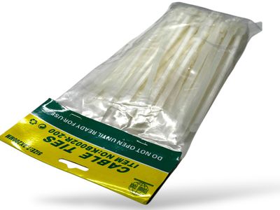 200mm x 7.2mm Cable Ties White