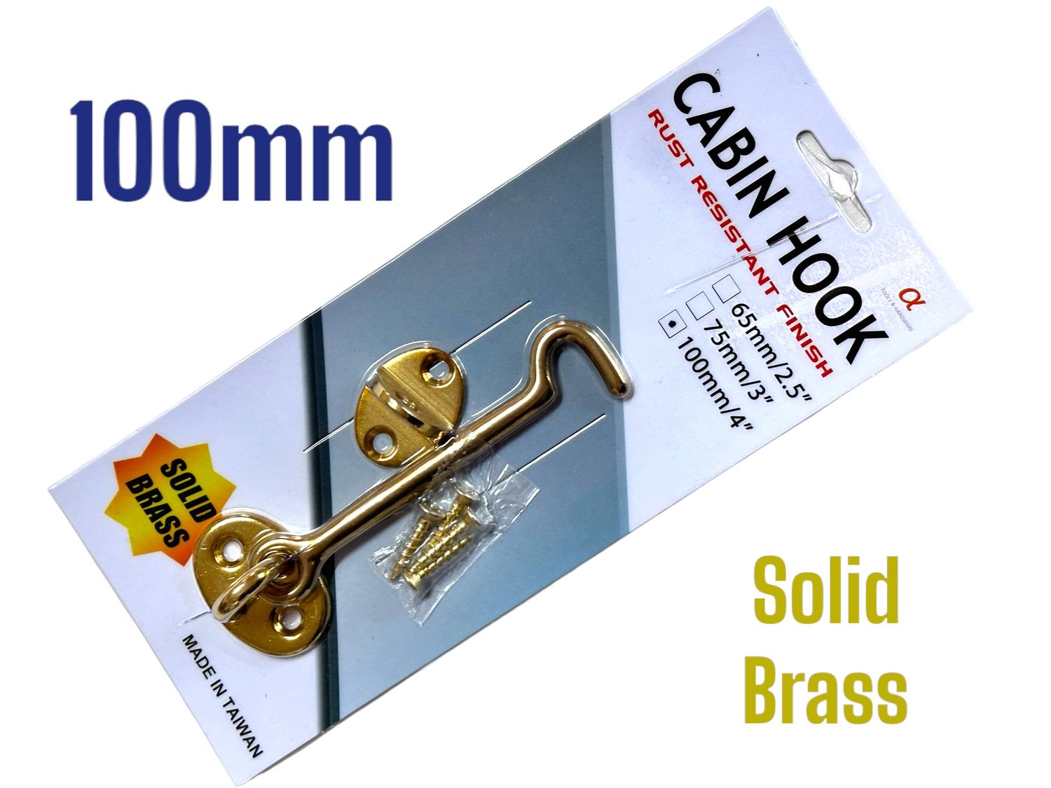 100mm Brass Cabin Hook