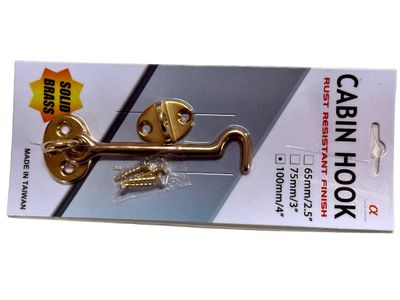 100mm Brass Cabin Hook