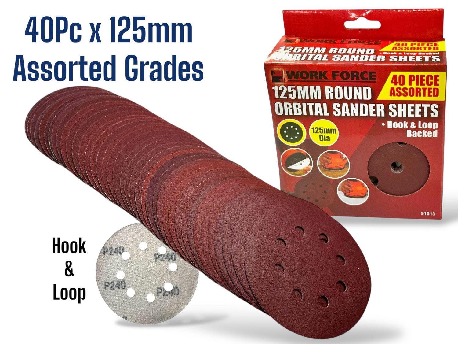 125mm Round Sander Sheets 40Pc