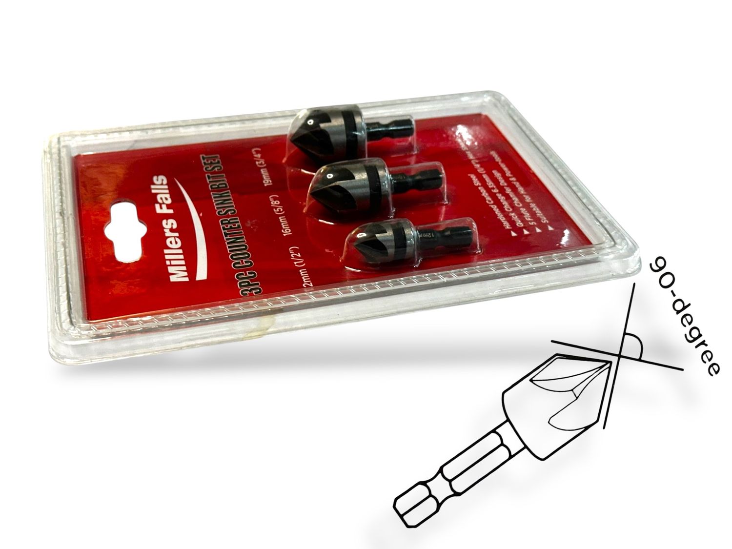 3Pc Countersink Drill Bit Set