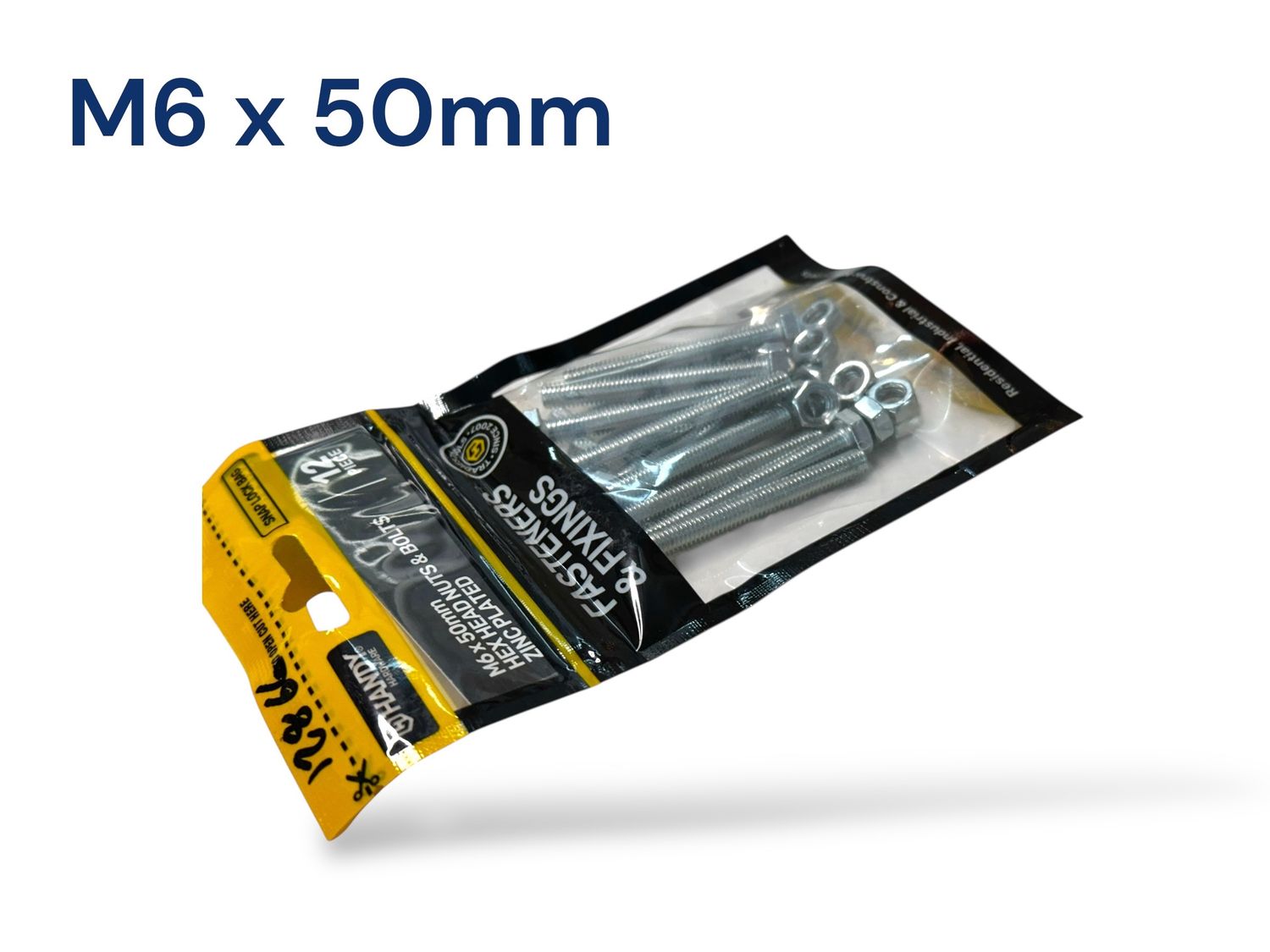 M6 x 50mm Nuts and Bolts 12 Piece