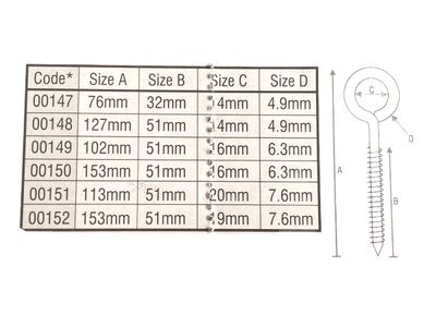 153mm x 7.6mm Eyebolt 2Pc
