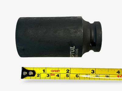 Image shows Tape Measure with Black Socket next to it, showing socket length approximately 8cm Long