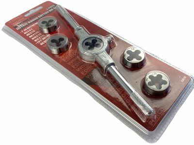 6 Piece Metric Round Button Die Set with Die Stock Dies