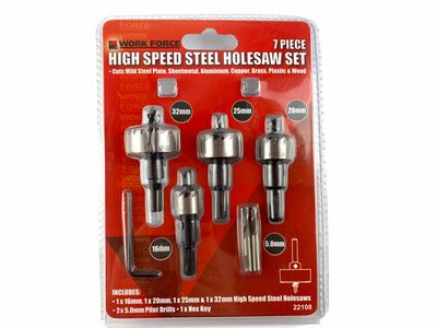 7PC HSS Hole Saw Set with Pilot Drills