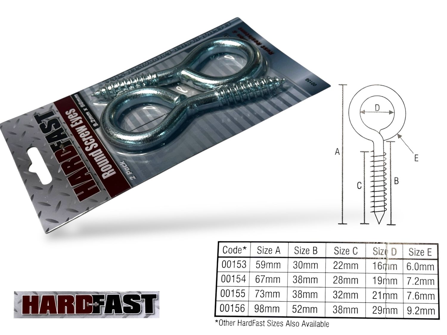 Round Screw Eyes 9.2mm x 98mm