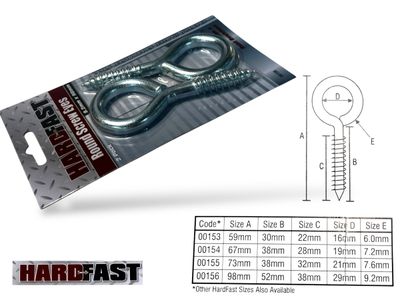 Round Screw Eyes 9.2mm x 98mm