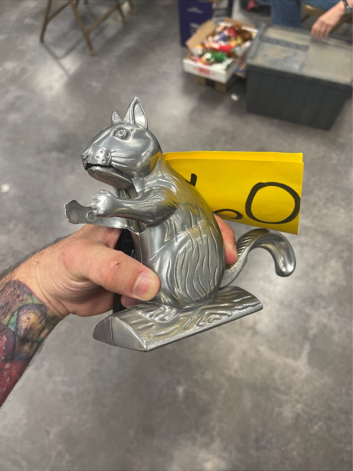 Vintage Davey Crack-It Cast Aluminum Squirrel On a Log Nut Cracker 6"