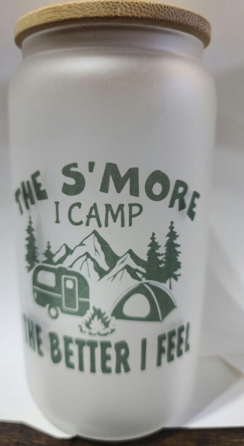 "S'More I Camp" Frosted Glass 16 oz. Tumbler