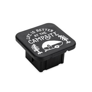 Camco Life is Better at the Campsite Hitch Receiver Cover, Sketch, Black / Silver